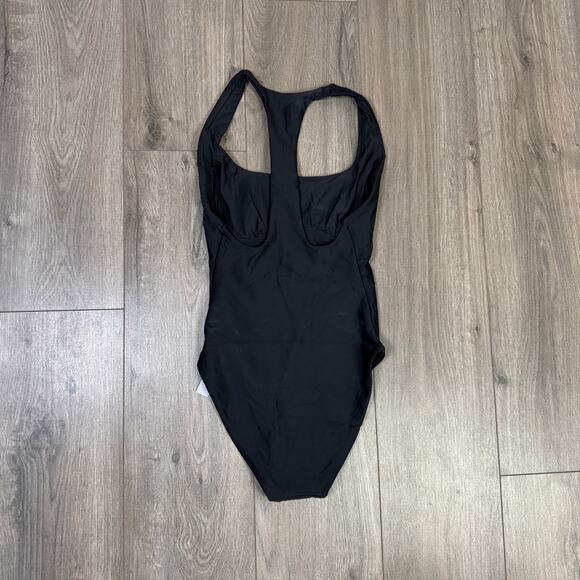 J.Crew Gail Classic Sculpt Swimsuit SZ 4 Black One-Piece Racerback Removable Pad - Picture 6 of 9